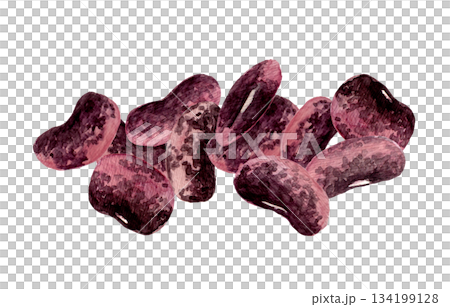 Hand-drawn watercolor illustration of stacked safflower kidney beans 134199128