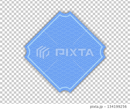 Seigaiha pattern frame, Japanese style design, New Year, Japanese clothing, Japanese pattern decorative frame material, speech bubble, message frame material 134199256