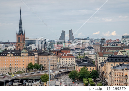 city view of old town of stockhold sweden on cloudy day 134199279