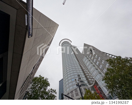 frankfurt germany view up at highrise buildings 134199287