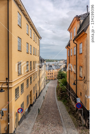 Historical old streets and architecture Old town of Stockholm, Sweden 134199396