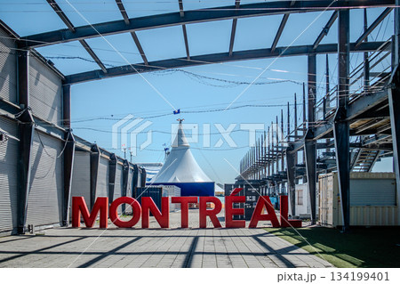 Montreal city skyline panorama over river in the day with urban buildings 134199401