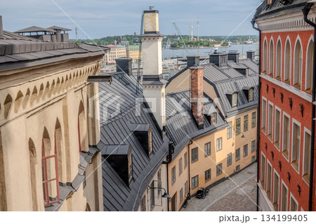 Historical old streets and architecture Old town of Stockholm, Sweden 134199405