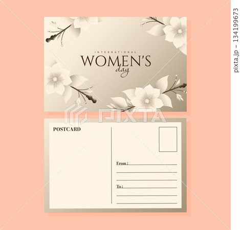 International Womens Day Postcard Template Elegant Floral Design. International Womens Day Postcard Template Elegant Floral Design. 134199673