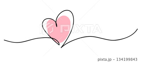 Heart. Abstract love symbol. Continuous line art drawing vector illustration Heart. Abstract love symbol. Continuous line art drawing vector illustration 134199843