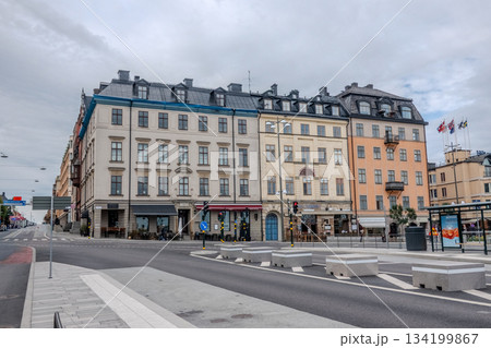 city view of old town of stockhold sweden on cloudy day 134199867