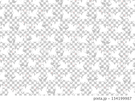 かわいいペガサスとハート模様背景イラスト 134199987