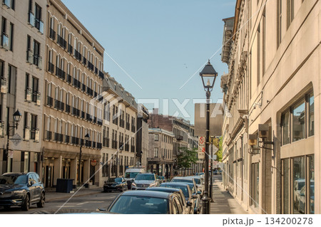 Old Montreal street view with historical buildings 134200278