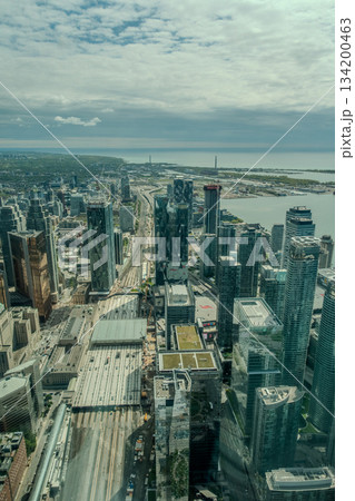 Toronto scenic cityscape from the Cn Tower top, Ontario, Canada Toronto scenic cityscape from the Cn Tower top, Ontario, Canada 134200463
