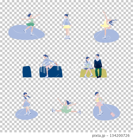 フィギュアスケーターのイラストセット 134200726