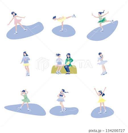 フィギュアスケーターのイラストセット2 134200727