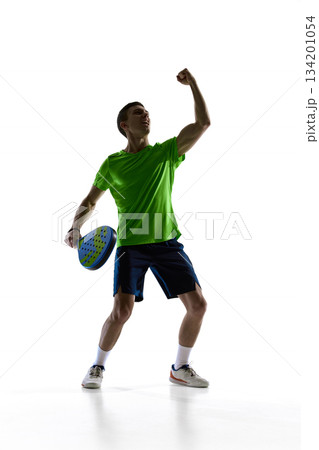 Padel athlete power pose silhouette strength Padel athlete power pose silhouette strength 134201054