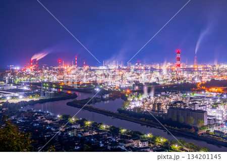 岡山県　倉敷市　水島工場夜景 134201145