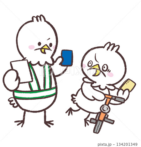 青切符を切られる白い鳥のイラスト 134201349