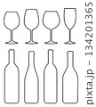 Linear set bottle and glass icons 134201365