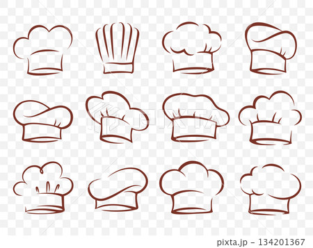 Set of art drawing chef cooking hats 134201367