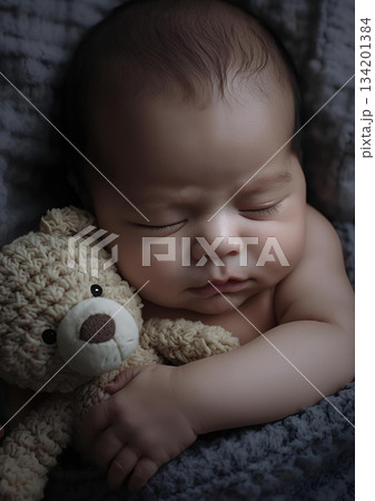 スヤスヤ眠る赤ちゃん 134201384