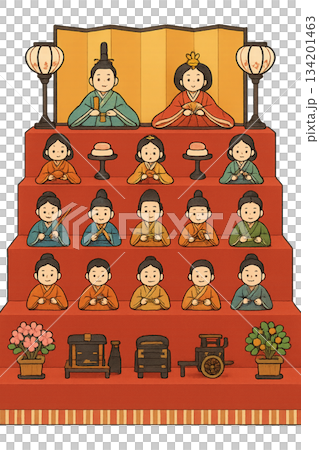 傳統雛人偶 - 15人展示 134201463