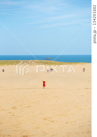 鳥取砂丘にいる女性 134201882