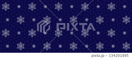 Seamless pattern with lovely white snowflakes on a blue background. Perfect for winter, Christmas, or New Year's designs. Ideal for festive fabric, textile, wrapping paper, etc. Vector illustration Seamless pattern with lovely white snowflakes on a blue background. Perfect for winter, Christmas, or New Year's designs. Ideal for festive fabric, textile, wrapping paper, etc. Vector illustration 134201895