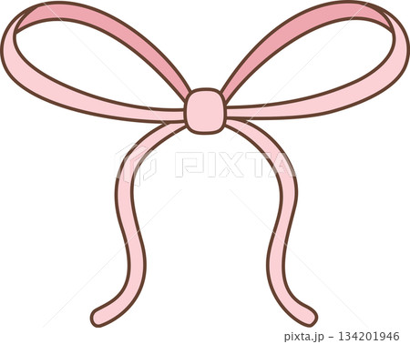 Cute Pastel Pink Ribbon Bow Illustration for Gift Wrapping and Decoration 134201946