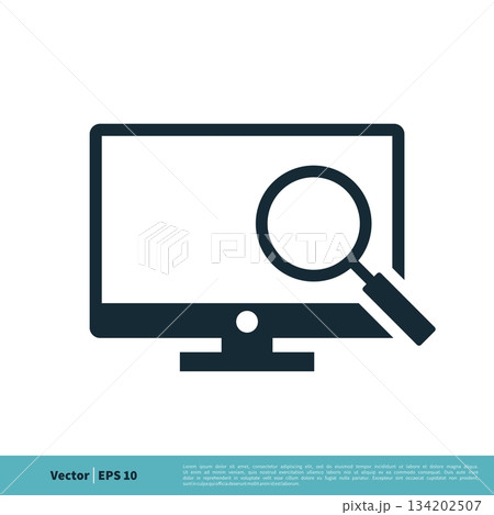 Screen and Magnifying Glass Icon Vector Logo Template Illustration Design. Vector EPS 10. 134202507
