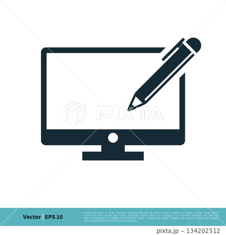 Screen and Pencil Icon Vector Logo Template Illustration Design. Vector EPS 10. 134202512