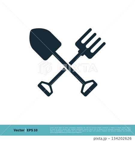 Shovel and Rake Icon Vector Logo Template Illustration Design. Vector EPS 10. Shovel and Rake Icon Vector Logo Template Illustration Design. Vector EPS 10. 134202626