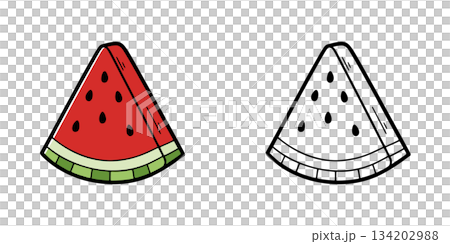 Simple cut watermelon icon illustration 134202988
