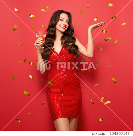 Beautiful woman with glass of champagne Beautiful woman with glass of champagne 134203148