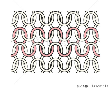 2色のシンプルなニットの編み目の拡大図 - 裏編みの構造の図解や編み物のイメージのイラスト素材 2色のシンプルなニットの編み目の拡大図 - 裏編みの構造の図解や編み物のイメージのイラスト素材 134203313