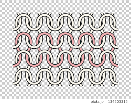 2色のシンプルなニットの編み目の拡大図 - 裏編みの構造の図解や編み物のイメージのイラスト素材 2色のシンプルなニットの編み目の拡大図 - 裏編みの構造の図解や編み物のイメージのイラスト素材 134203313
