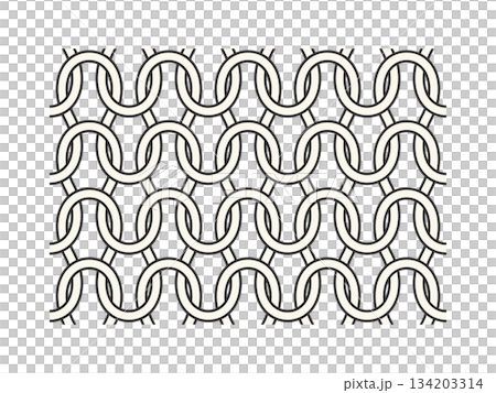 Enlarged view of simple knit stitches - Illustration of purl structure and images of knitting and yarn 134203314