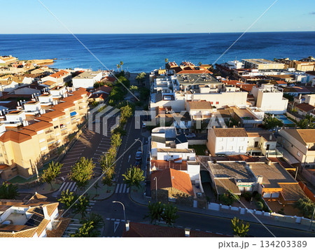 Beautiful aerial view of Torre de la Horadada, Spain Beautiful aerial view of Torre de la Horadada, Spain 134203389