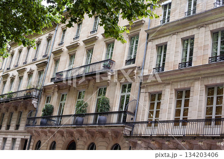 Row of renovated buildings on a French avenue 134203406