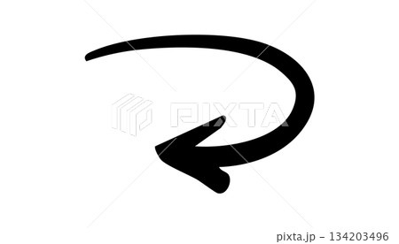 手書きのカーブした矢印 リバース 戻る 回転 手書きのカーブした矢印 リバース 戻る 回転 134203496