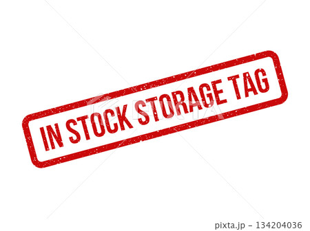 A red distressed rubber stamp indicating In Stock Storage Tag for inventory management purposes and warehouse operations A red distressed rubber stamp indicating In Stock Storage Tag for inventory management purposes and warehouse operations 134204036