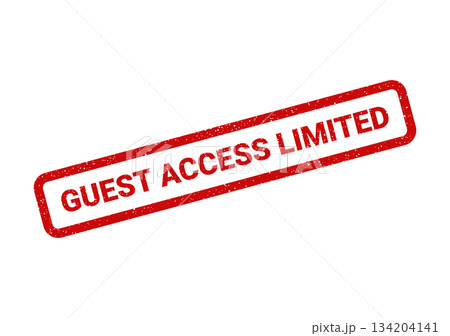 A textured red stamp displaying a guest access limited message with a worn effect A textured red stamp displaying a guest access limited message with a worn effect 134204141