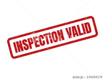 Authentic grunge rubber stamp with Inspection Valid text for confirming authenticity and approved status Authentic grunge rubber stamp with Inspection Valid text for confirming authenticity and approved status 134204174