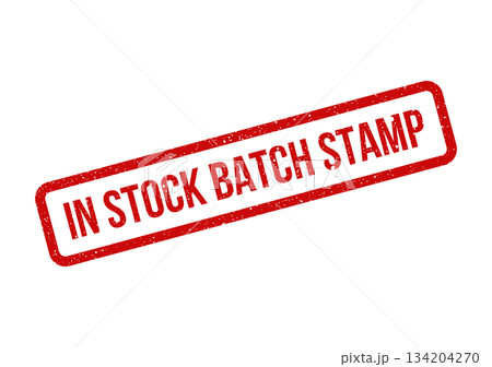 Distressed rectangular rubber stamp symbol featuring IN STOCK BATCH STAMP text for effective supply chain communication 134204270