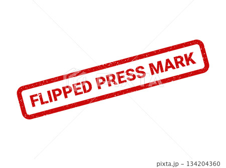Distressed red rectangular stamp with Flipped Press Mark lettering, perfect for editorial review and publishing industry annotations Distressed red rectangular stamp with Flipped Press Mark lettering, perfect for editorial review and publishing industry annotations 134204360