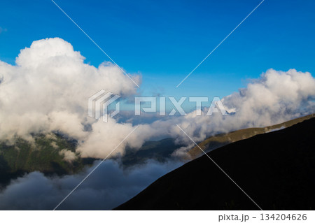 expanse of clouds above Mount Anak Dara, Lombok, Indonesia 134204626