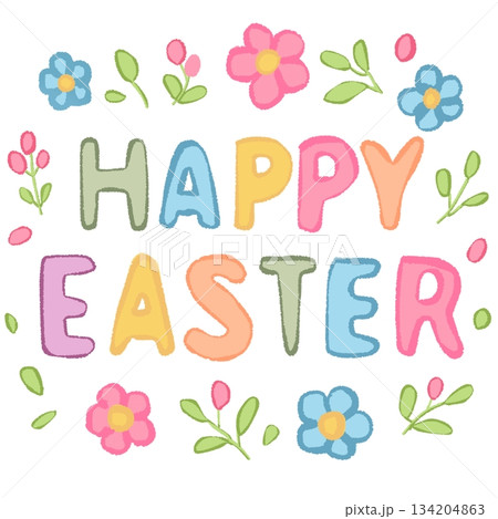 Colorful Happy Easter Floral Greeting Colorful Happy Easter Floral Greeting 134204863