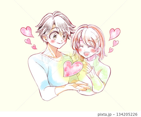 ハートを持つ男女 134205226