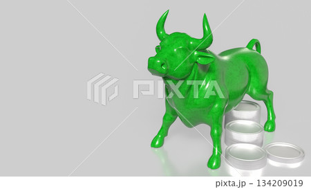 Green Bull Market Growth Symbol 3d render. Green Bull Market Growth Symbol 3d render. 134209019