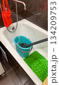 Bathroom Cleaning Setup with Mop and Bucket Bathroom Cleaning Setup with Mop and Bucket 134209753