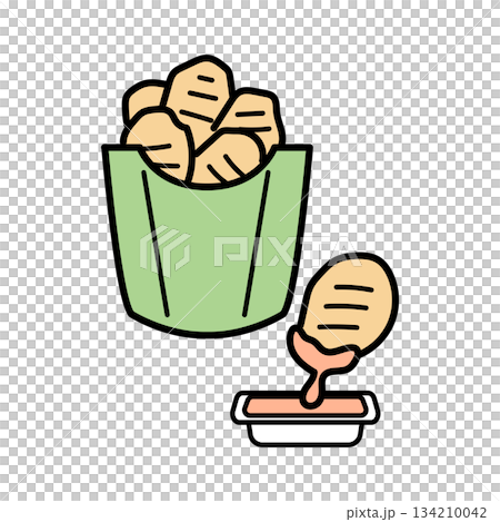 Stock Illustration: A simple food illustration of chicken nuggets and dipping sauce 134210042