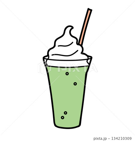 イラスト素材: クリームソーダフロートを描いたシンプルなドリンクイラスト イラスト素材: クリームソーダフロートを描いたシンプルなドリンクイラスト 134210309