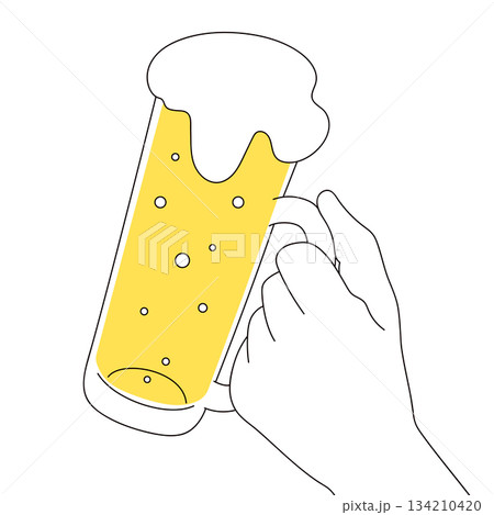 ビールと持つ手のイラスト素材 134210420