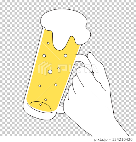 ビールと持つ手のイラスト素材 134210420